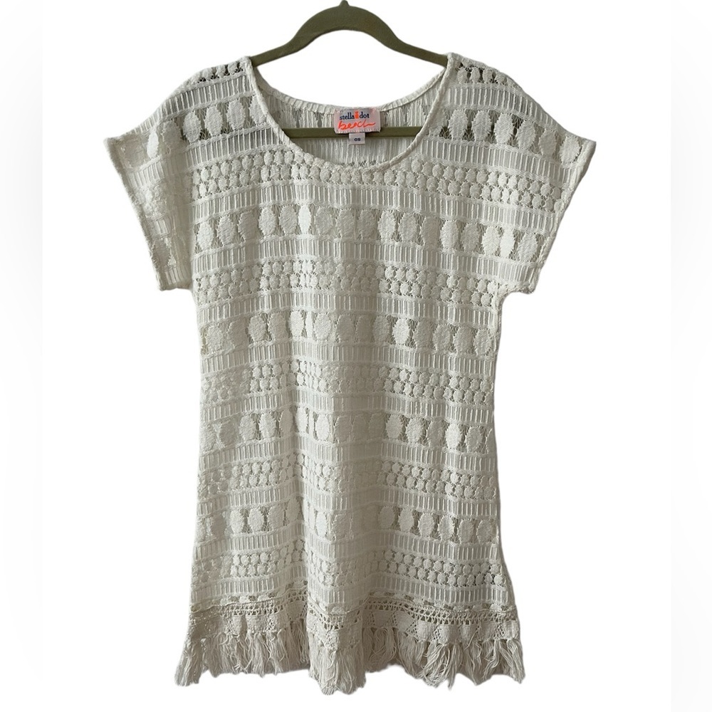 Stella & Dot Swimsuit coverup Tunic. Fits Girls 6-10. Lacey crochet Beach dress